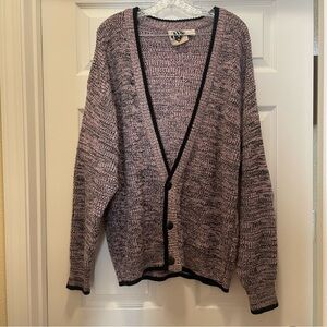 Vintage JW Men’s Pink 80s Acrylic Cardigan Sweater Size XL